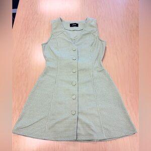 Cider JACQUARD V-NECK HOUNDSTOOTH BOWKNOT MINI DRESS green size small